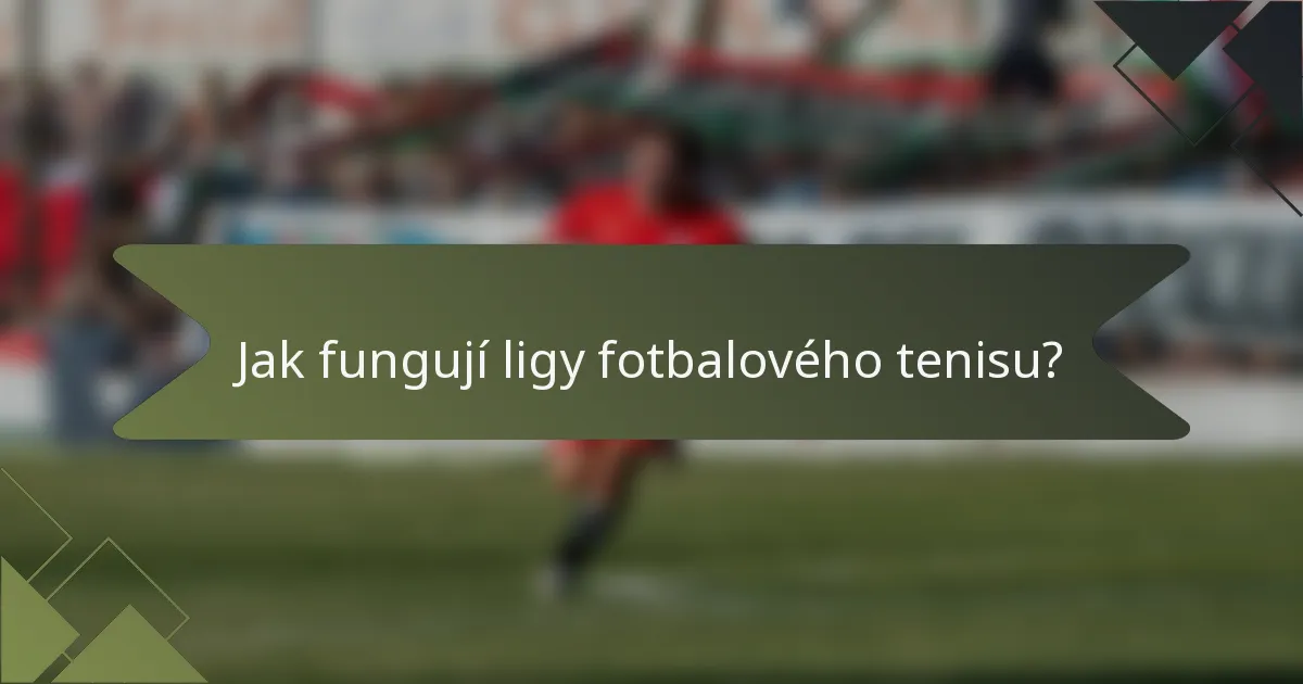 Jak fungují ligy fotbalového tenisu?