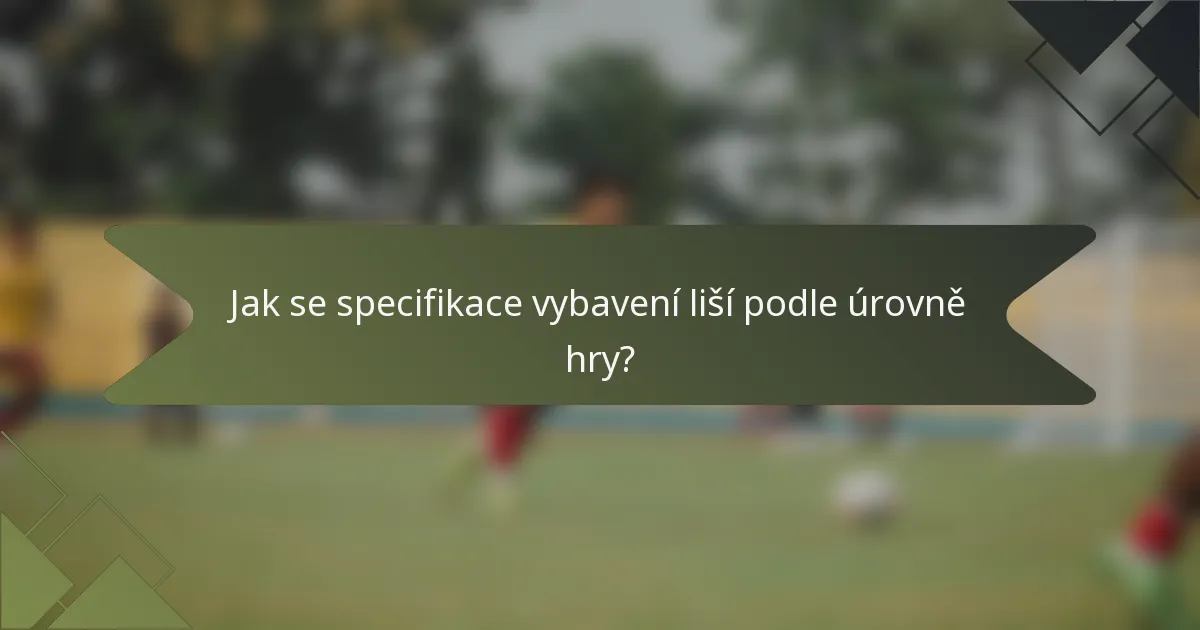 Jak se specifikace vybavení liší podle úrovně hry?
