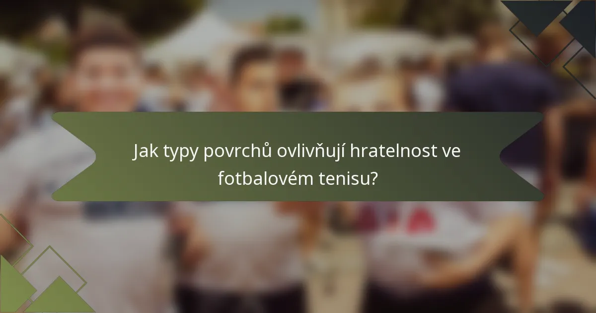 Jak typy povrchů ovlivňují hratelnost ve fotbalovém tenisu?