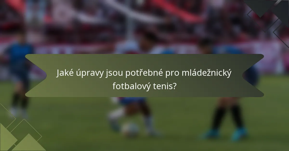 Jaké úpravy jsou potřebné pro mládežnický fotbalový tenis?